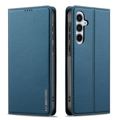 For Samsung Galaxy S24 FE 5G LC.IMEEKE L1 Series Frosted Fine Texture PU Phone Case(Blue) - Galaxy S24 FE 5G Cases by LC.IMEEKE | Online Shopping UK | buy2fix