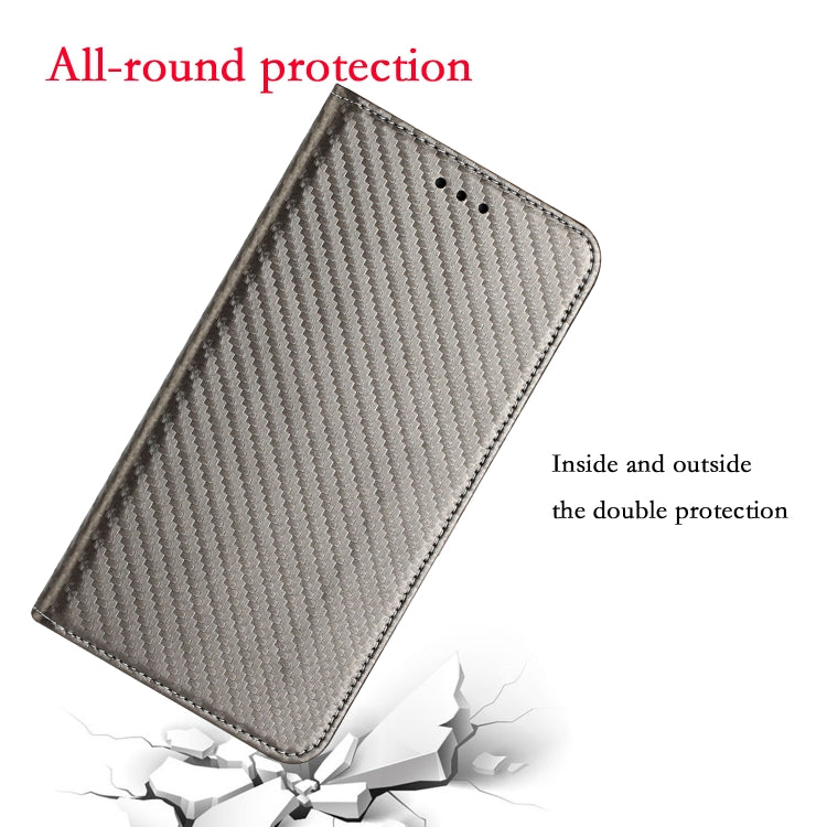 For iPhone 16 Pro Max Carbon Fiber Texture Magnetic Flip Leather Phone Case(Grey) - iPhone 16 Pro Max Cases by buy2fix | Online Shopping UK | buy2fix