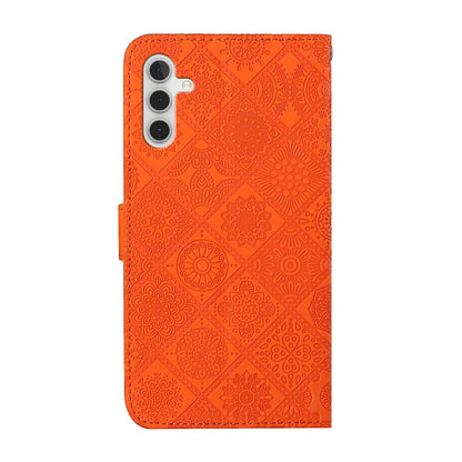 For Samsung Galaxy S25+ 5G Ethnic Style Embossed Pattern Leather Phone Case(Orange) - Galaxy S25+ 5G Cases by buy2fix | Online Shopping UK | buy2fix