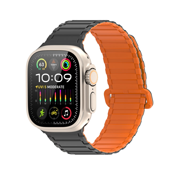 For Apple Watch SE 2023 44mm DUX DUCIS KJ Series Magnetic Buckle Silicone Watch Band(Black Orange) - Watch Bands by DUX DUCIS | Online Shopping UK | buy2fix