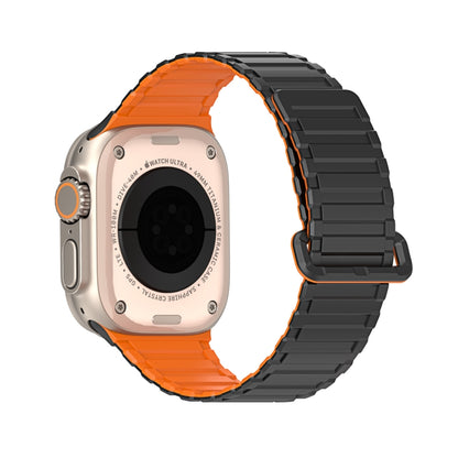 For Apple Watch SE 2023 44mm DUX DUCIS KJ Series Magnetic Buckle Silicone Watch Band(Black Orange) - Watch Bands by DUX DUCIS | Online Shopping UK | buy2fix