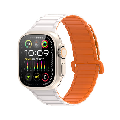 For Apple Watch SE 2023 44mm DUX DUCIS KJ Series Magnetic Buckle Silicone Watch Band(Starlight Orange) - Watch Bands by DUX DUCIS | Online Shopping UK | buy2fix