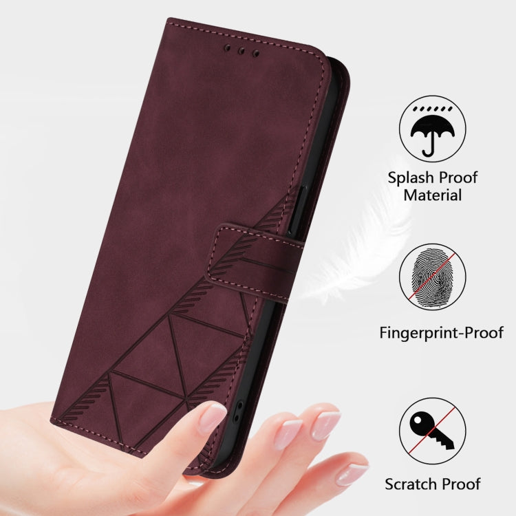 For OnePlus 12 5G Global Crossbody 3D Embossed Flip Leather Phone Case(Wine Red) - OnePlus Cases by buy2fix | Online Shopping UK | buy2fix