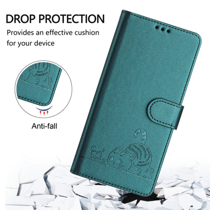 For Redmi K70 Ultra 5G Global Cat Rat Embossed Pattern RFID Leather Phone Case with Lanyard(Peacock Green) - Xiaomi Cases by buy2fix | Online Shopping UK | buy2fix