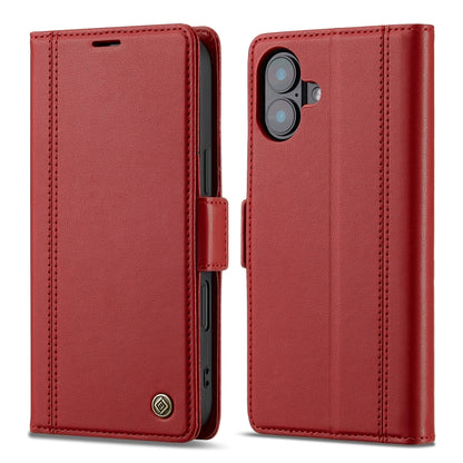 For iPhone 16 LC.IMEEKE Skin-friendly Card Slots Leather Phone Case(Red) - iPhone 16 Cases by LC.IMEEKE | Online Shopping UK | buy2fix