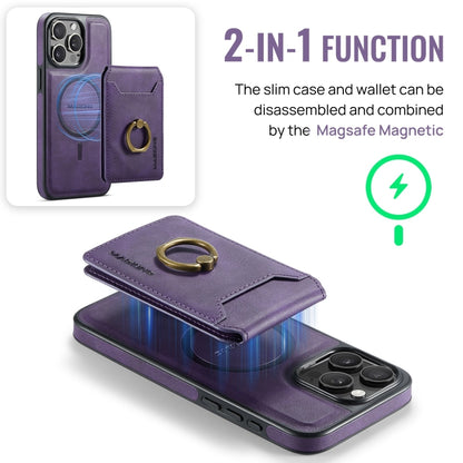 For iPhone 15 Pro DG.MING K1 MagSafe Detachable Wallet RFID Back Cover Phone Case(Purple) - iPhone 15 Pro Cases by DG.MING | Online Shopping UK | buy2fix