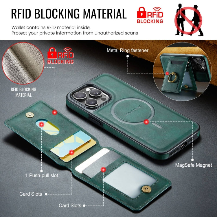 For iPhone 13 Pro Max DG.MING K1 MagSafe Detachable Wallet RFID Back Cover Phone Case(Green) - iPhone 13 Pro Max Cases by DG.MING | Online Shopping UK | buy2fix