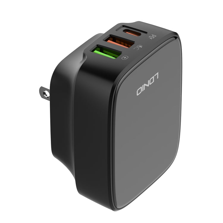 LDNIO Q334 32W Type-C + Dual USB Port Charger with 1m Micro USB Data Cable, Plug Type:US Plug(Black) - USB Charger by LDNIO | Online Shopping UK | buy2fix