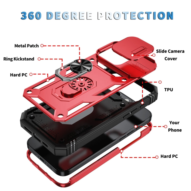 For iPhone 16 Pro Max Sliding Camshield TPU + PC Phone Case with Holder(Red+Black) - iPhone 16 Pro Max Cases by buy2fix | Online Shopping UK | buy2fix