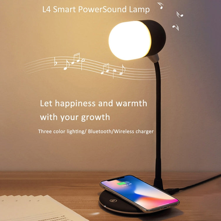 L4 Multifunctional Wireless Charging LED Desk Lamp with Bluetooth 5.0 Speaker(White) - Desk Lamps by buy2fix | Online Shopping UK | buy2fix