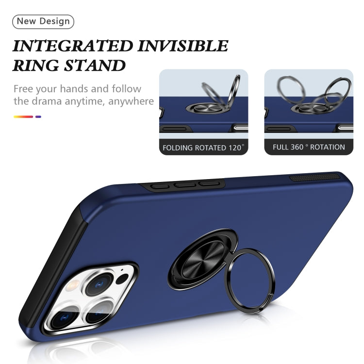 For iPhone 16 Pro Max PC Hybrid TPU Magnetic Ring Holder Phone Case(Navy Blue) - iPhone 16 Pro Max Cases by buy2fix | Online Shopping UK | buy2fix