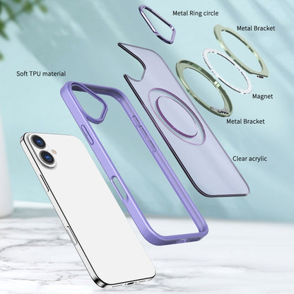 For iPhone 16 Plus Wing Series MagSafe Magnetic Ring Holder Phone Case(Light Purple) - iPhone 16 Plus Cases by buy2fix | Online Shopping UK | buy2fix