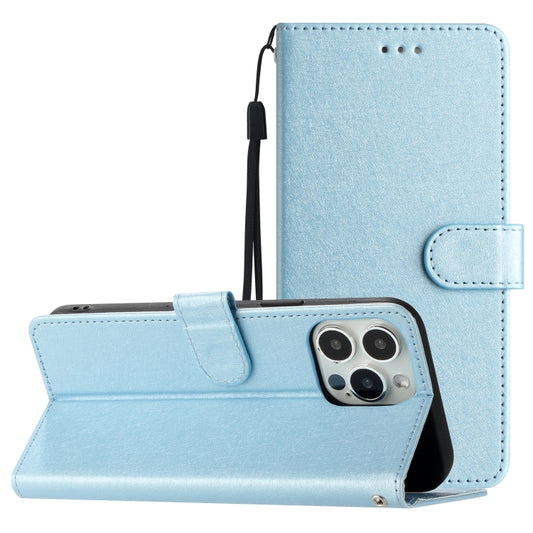 For iPhone 16 Pro Silk Texture Horizontal Flip Leather Phone Case(Light Blue) - iPhone 16 Pro Cases by buy2fix | Online Shopping UK | buy2fix