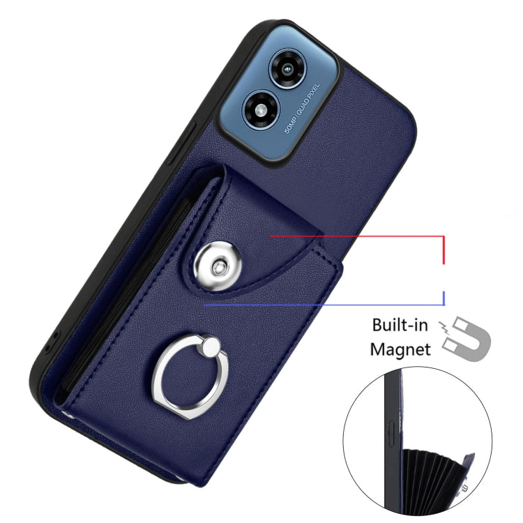 For Motorola Moto G Play 2024 5G Organ Card Bag Ring Holder Phone Case(Blue) - Motorola Cases by buy2fix | Online Shopping UK | buy2fix