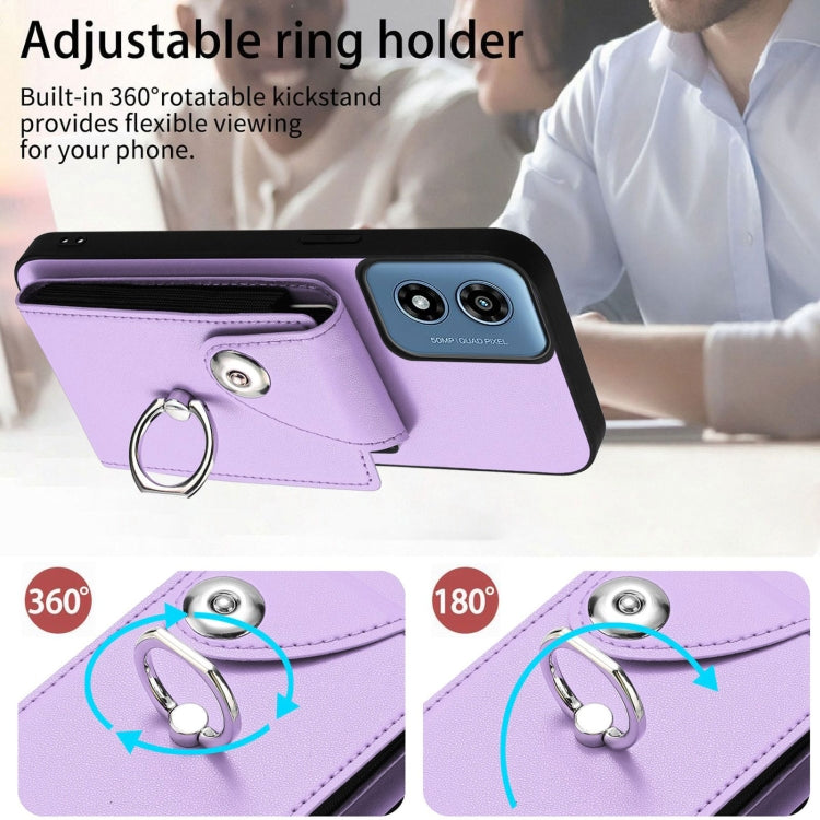 For Motorola Moto G Play 2024 5G Organ Card Bag Ring Holder Phone Case(Purple) - Motorola Cases by buy2fix | Online Shopping UK | buy2fix