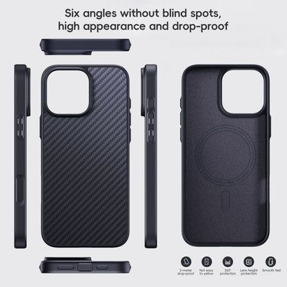 For iPhone 16 Pro Max Carbon Fiber Kevlar MagSafe Magnetic Phone Case(Black) - iPhone 16 Pro Max Cases by buy2fix | Online Shopping UK | buy2fix