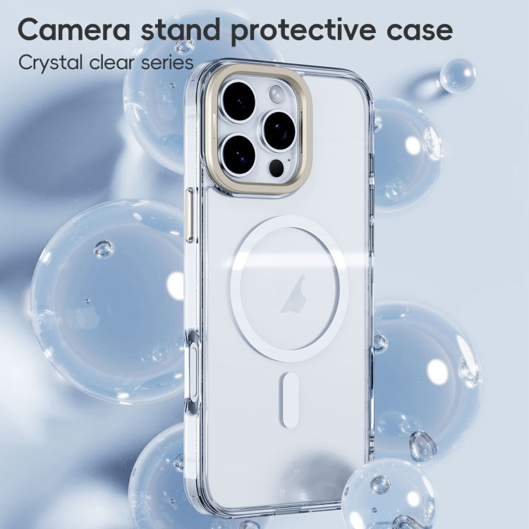 For iPhone 16 Pro Frosted Crystal Clear Lens Holder MagSafe Magnetic Phone Case(Transparent) - iPhone 16 Pro Cases by buy2fix | Online Shopping UK | buy2fix