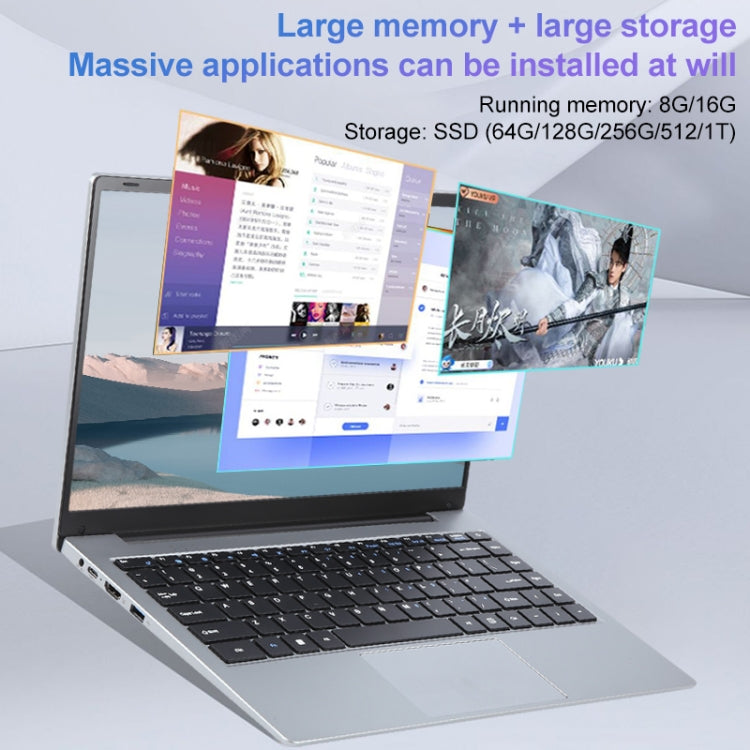 14 inch Windows 11 Laptop, 8GB+128GB, Gen 4th Intel Core i7 CPU, 180 Degree Rotation Axis(Silver) - Others by buy2fix | Online Shopping UK | buy2fix