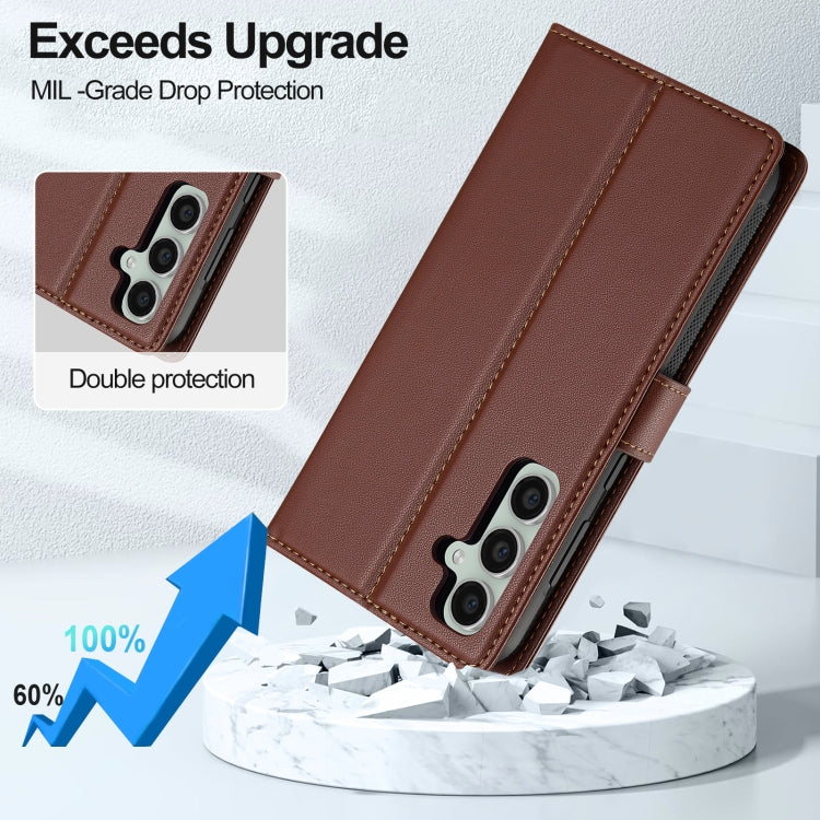 For Samsung Galaxy S24 FE 5G LC.IMEEKE L2 Series Detachable Magsafe PU Phone Case with Lanyard(Brown) - Galaxy S24 FE 5G Cases by LC.IMEEKE | Online Shopping UK | buy2fix