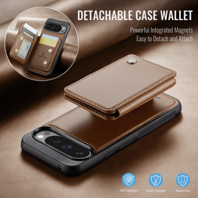 For Google Pixel 9 Pro XL JEEHOOD J05 Business Magnetic Style RFID Leather Phone Case(Brown) - Google Cases by JEEHOOD | Online Shopping UK | buy2fix