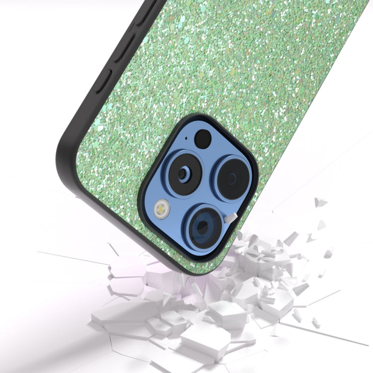 For iPhone 16 Pro Black Frame Colorful Glitter Phone Case(Dark Green) - iPhone 16 Pro Cases by buy2fix | Online Shopping UK | buy2fix