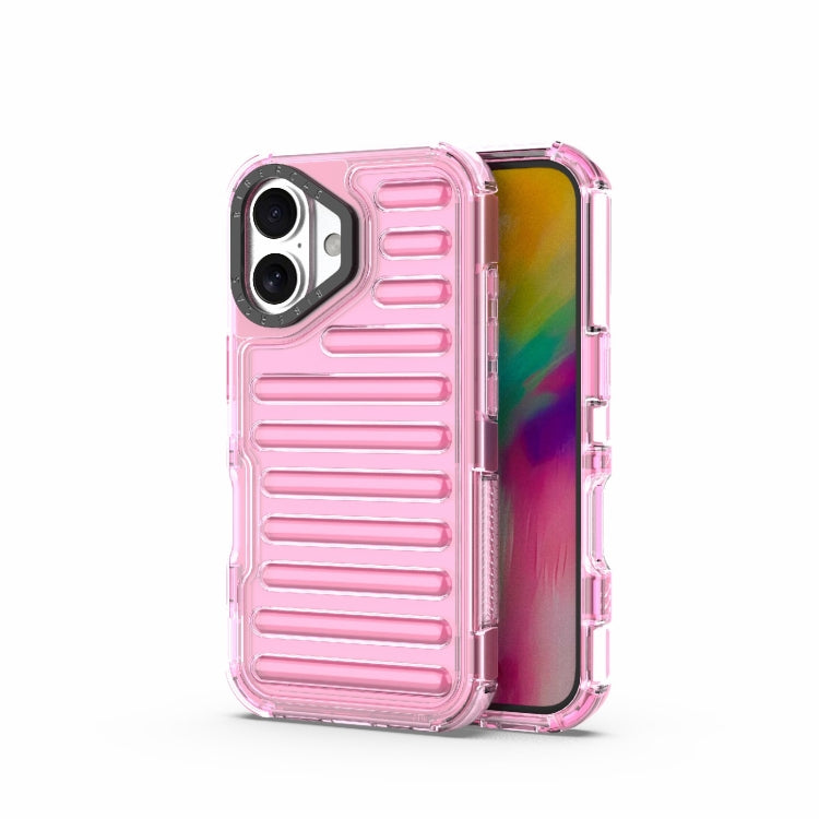 For iPhone 16 High Transparency TPU Hybrid PC Airbag Phone Case(Pink) - iPhone 16 Cases by buy2fix | Online Shopping UK | buy2fix