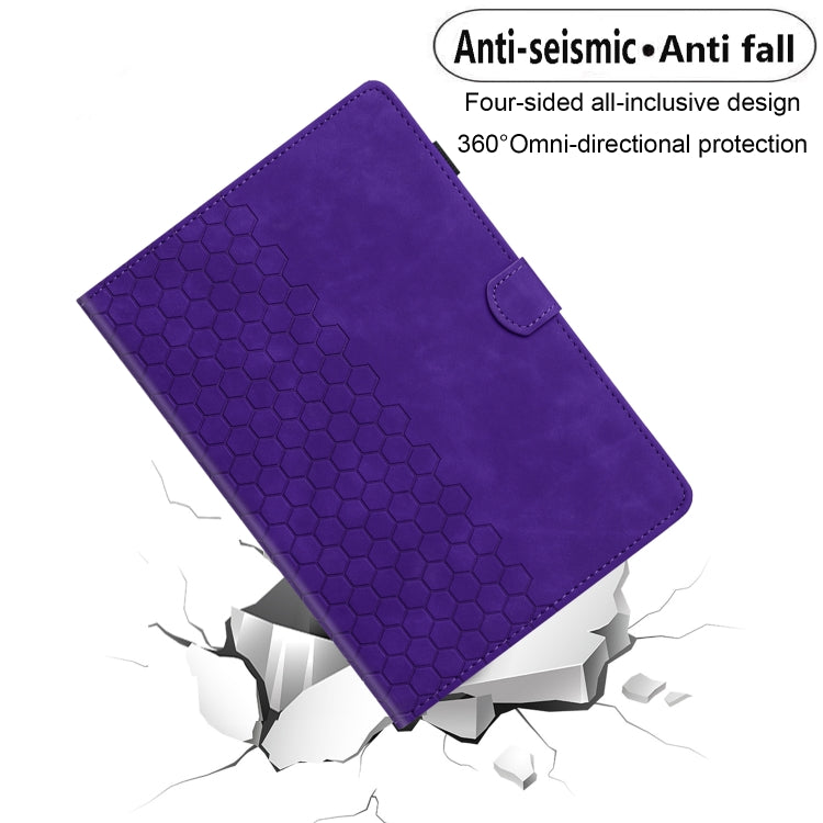 For iPad Pro 11 2024 / Air 10.9 2022 Honeycomb Embossed Leather Smart Tablet Case(Purple) - iPad Pro 11 2024 Cases by buy2fix | Online Shopping UK | buy2fix