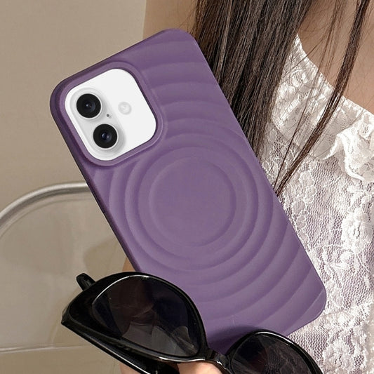 For iPhone 16 Frosted Wave Texture MagSafe Magnetic TPU Phone Case(Purple) - iPhone 16 Cases by buy2fix | Online Shopping UK | buy2fix