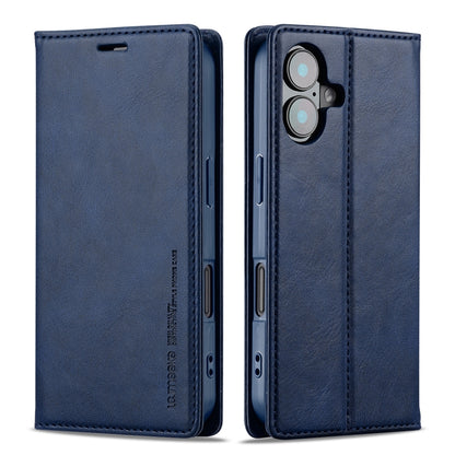 For iPhone 16 LC.IMEEKE RFID Anti-theft Leather Phone Case(Blue) - iPhone 16 Cases by LC.IMEEKE | Online Shopping UK | buy2fix