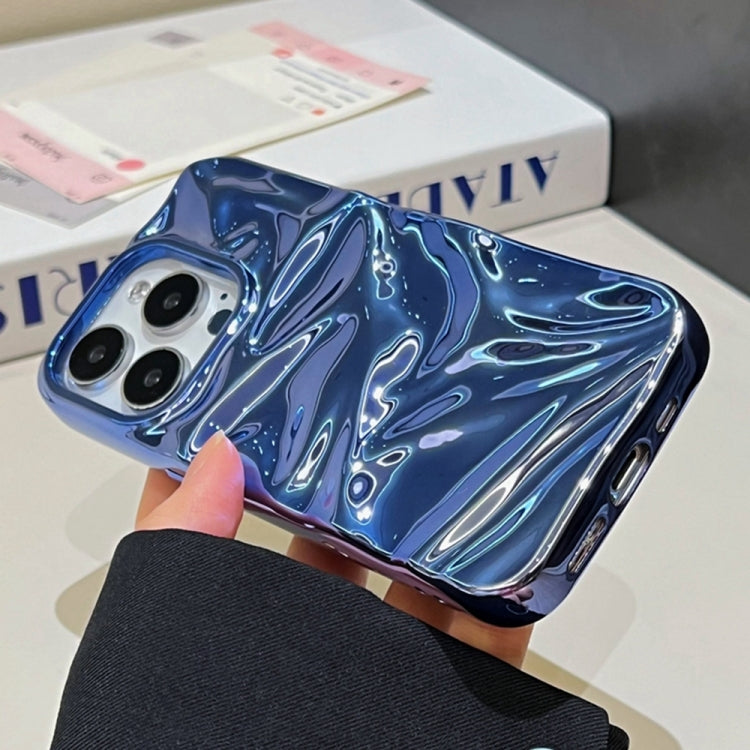 For iPhone 16 Plus Water Ripple Electroplating Paint TPU Phone Case(Dark Blue) - iPhone 16 Plus Cases by buy2fix | Online Shopping UK | buy2fix