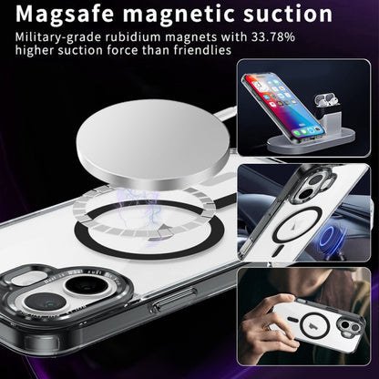 For iPhone 16 Ice Color Magnetic Series Magsafe Magnetic PC Hybrid TPU Phone Case(Black) - iPhone 16 Cases by buy2fix | Online Shopping UK | buy2fix