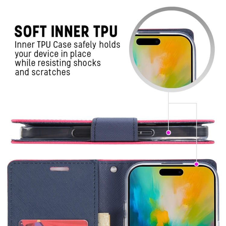 For iPhone 16 Pro GOOSPERY FANCY DIARY Cross Texture Leather Phone Case(Navy Blue) - iPhone 16 Pro Cases by GOOSPERY | Online Shopping UK | buy2fix