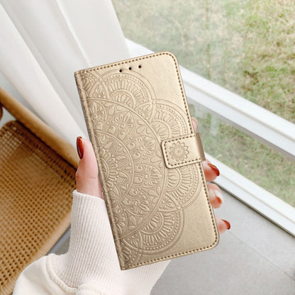 For iPhone 16 Plus Flower Embossed Leather Phone Case(Gold) - iPhone 16 Plus Cases by buy2fix | Online Shopping UK | buy2fix