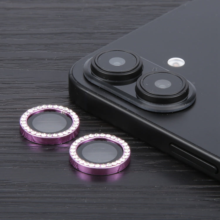 For iPhone 16 / 16 Plus 9H Point Drill Camera Lens Protector Ring(Purple) - iPhone 16 Plus Tempered Glass by buy2fix | Online Shopping UK | buy2fix