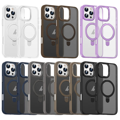 For iPhone 16 Skin Feel MagSafe Magnetic Holder Phone Case(Titanium) - iPhone 16 Cases by buy2fix | Online Shopping UK | buy2fix