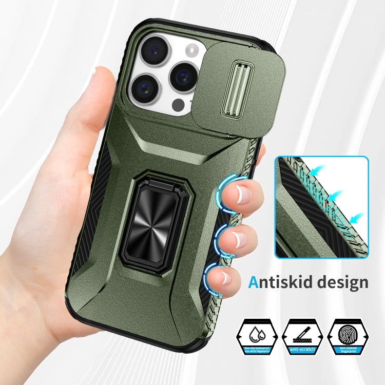 For iPhone 16 Pro Sliding Camshield Holder Phone Case(Alpine Green) - iPhone 16 Pro Cases by buy2fix | Online Shopping UK | buy2fix