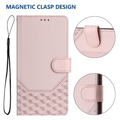 For Google Pixel 9 / 9 Pro Honeycomb Embossing RFID Leather Phone Case(Pink) - Google Cases by buy2fix | Online Shopping UK | buy2fix