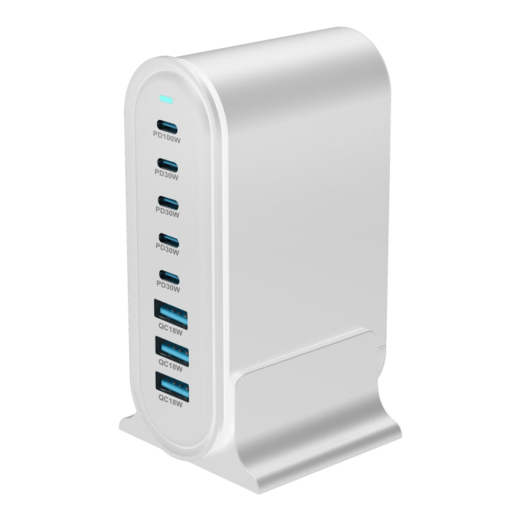 YMX-968 268W 5Type-C, 3USB 8-Ports Desktop Fast Charger, Plug Type:US Plug(White) - Multifunction Charger by buy2fix | Online Shopping UK | buy2fix