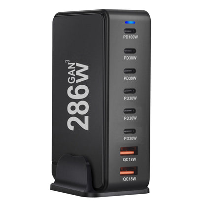 YMX-986 286W 6Type-C, 3USB 8-Ports Desktop Fast Charger, Plug Type:US Plug(Black) - Multifunction Charger by buy2fix | Online Shopping UK | buy2fix