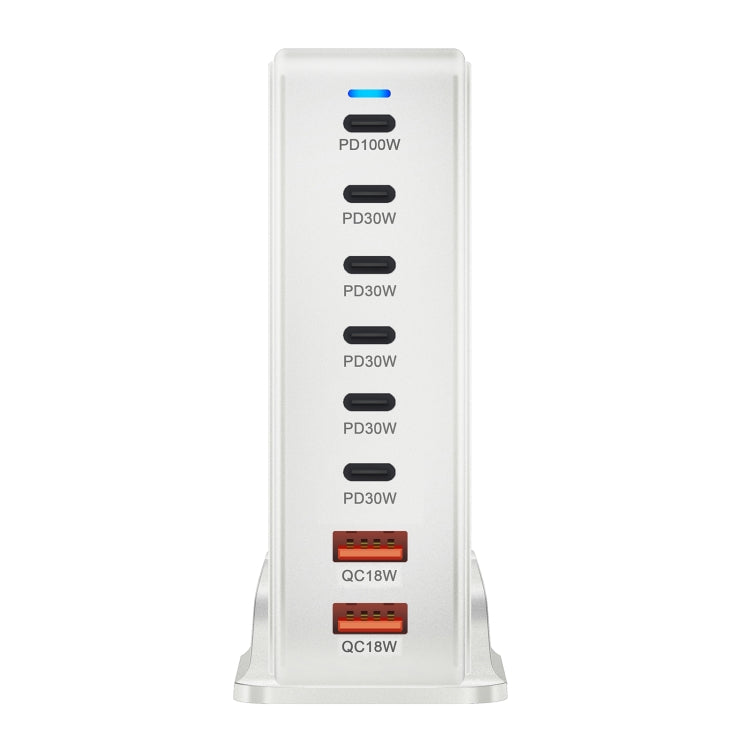 YMX-986 286W 6Type-C, 3USB 8-Ports Desktop Fast Charger, Plug Type:US Plug(White) - Multifunction Charger by buy2fix | Online Shopping UK | buy2fix