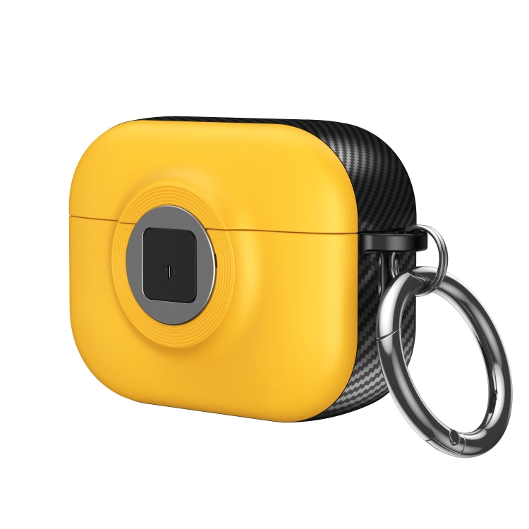 For AirPods 3 Camera Series PC + TPU Headset Shockproof Carbon Fibre Case(Yellow) - For AirPods 3 by buy2fix | Online Shopping UK | buy2fix