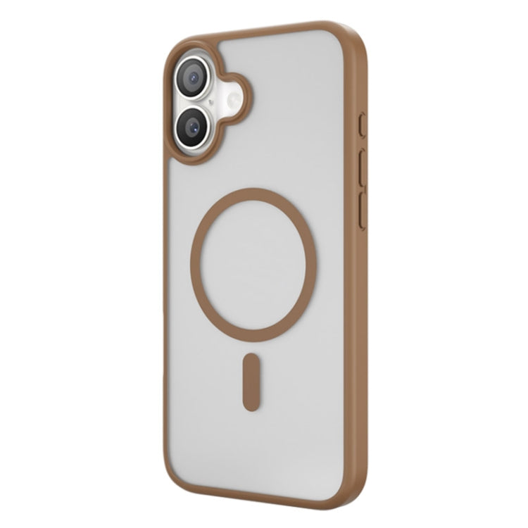 For iPhone 16 TGVIS GRACE Series MagSafe Frosted Translucent Phone Case(Brown) - iPhone 16 Cases by TGVIS | Online Shopping UK | buy2fix