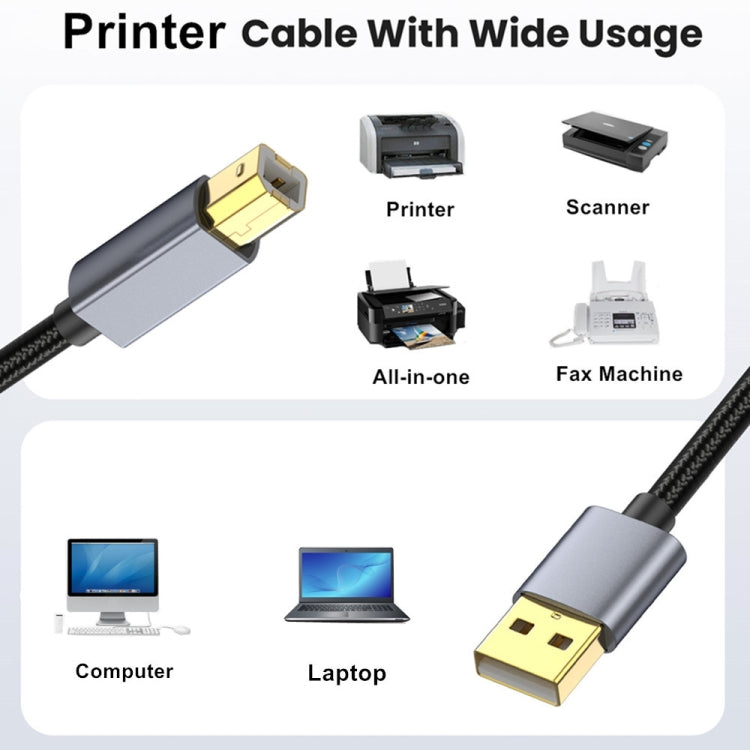 USB 2.0 A Male to B Male Square Port Printer Data Transmission Extension Cable, Length:10m - USB Cable by buy2fix | Online Shopping UK | buy2fix