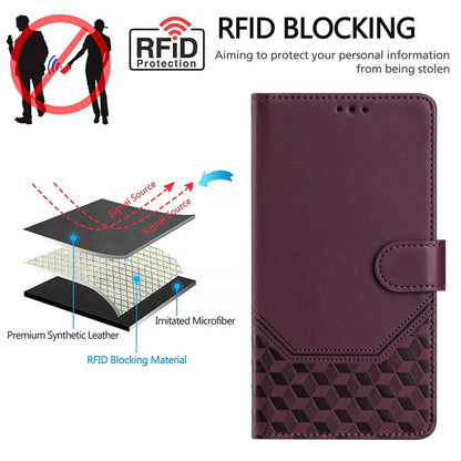 For Redmi K70 Ultra 5G Honeycomb Embossing RFID Leather Phone Case(Violet) - Xiaomi Cases by buy2fix | Online Shopping UK | buy2fix