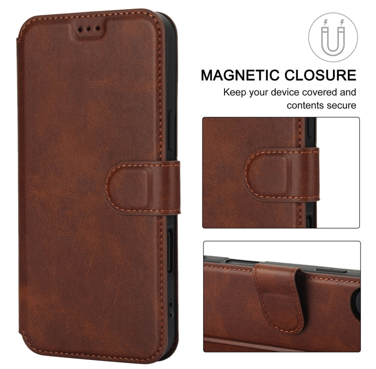 For iPhone 16 Shockproof PU + TPU Leather Phone Case(Brown) - iPhone 16 Cases by buy2fix | Online Shopping UK | buy2fix