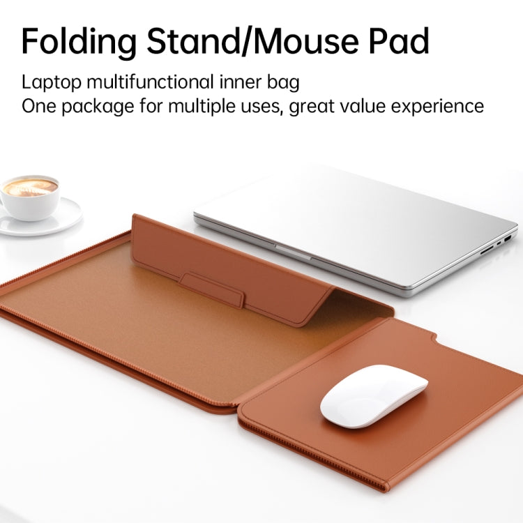 Multifunctional Laptop PU Magnetic Stand Split Liner Bag with Mouse Pad Function, Size:13-14 inch(Black) - 13.3 inch by buy2fix | Online Shopping UK | buy2fix