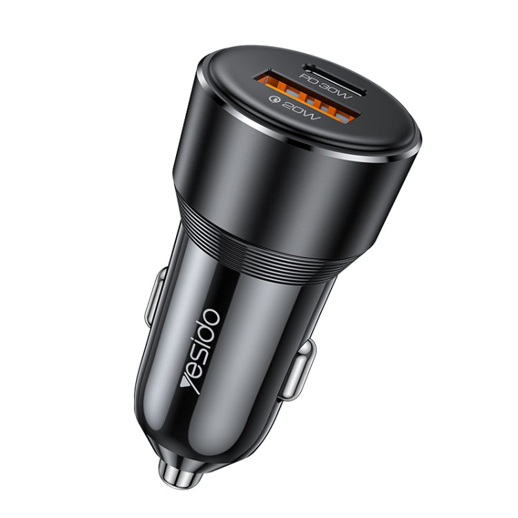 Yesido Y64 PD30W Type-C + QC20W USB Super Fast Car Charger(Black) - Car Charger by Yesido | Online Shopping UK | buy2fix