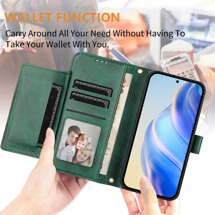 For iPhone 16 Multi-Card Slots Zipper Wallet Leather Phone Case(Green) - iPhone 16 Cases by buy2fix | Online Shopping UK | buy2fix