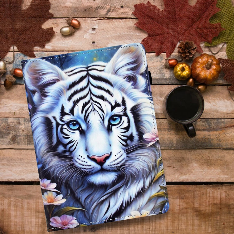 For iPad Air 11 2024 Painted Pattern Leather Tablet Case(White Tiger) - iPad Air 11 2024 Cases by buy2fix | Online Shopping UK | buy2fix