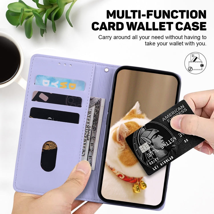 For iPhone 16 Plus Cute Cats RFID Leather Phone Case(Purple) - iPhone 16 Plus Cases by buy2fix | Online Shopping UK | buy2fix